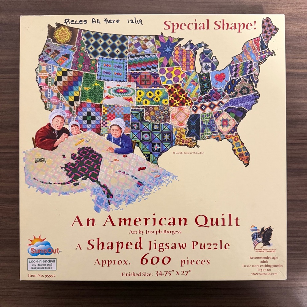 Complete American Quilt Shaped Puzzle